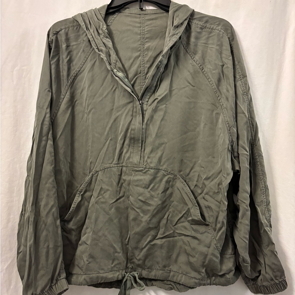 Lulu Lemon Washed Olive Hooded Pullover Oversized Medium - Picture 3 of 5